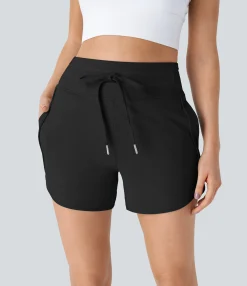 Active Shorts|Shorts<HALARA High Waisted Drawstring Pockets Curved Hem Yoga Shorts