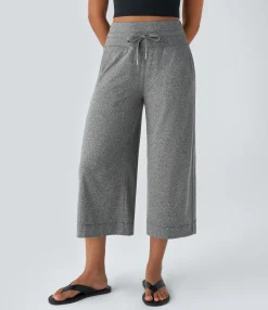 High-Waisted Pants|Pants<HALARA High Waisted Drawstring Pocket Wide Leg Capri Casual Pants