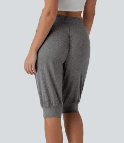 Active Shorts<HALARA High Waisted Drawstring Pocket Ruched Knee Length Yoga Shorts