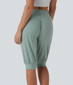 Active Shorts<HALARA High Waisted Drawstring Pocket Ruched Knee Length Yoga Shorts