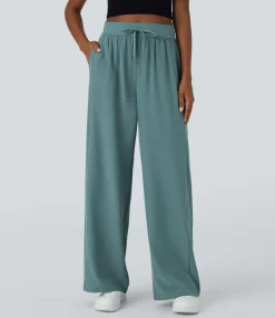 High-Waisted Pants|Pants<HALARA High Waisted Drawstring Pocket Wide Leg Casual Pants