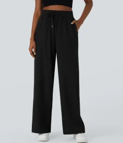 High-Waisted Pants|Pants<HALARA High Waisted Drawstring Pocket Wide Leg Casual Pants