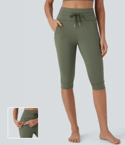Joggers|Joggers<HALARA High Waisted Drawstring Pedal Pusher Quick Dry Yoga Joggers with Pockets