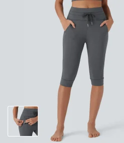 Joggers|Joggers<HALARA High Waisted Drawstring Pedal Pusher Quick Dry Yoga Joggers with Pockets