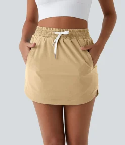 Mini Skirts|Casual Skirts<HALARA High Waisted Drawstring Pocket 2-in-1 Curved Hem Mini Golf Skirt