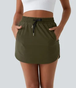 Mini Skirts|Casual Skirts<HALARA High Waisted Drawstring Pocket 2-in-1 Curved Hem Mini Golf Skirt