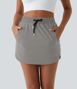 Mini Skirts|Casual Skirts<HALARA High Waisted Drawstring Pocket 2-in-1 Curved Hem Mini Golf Skirt