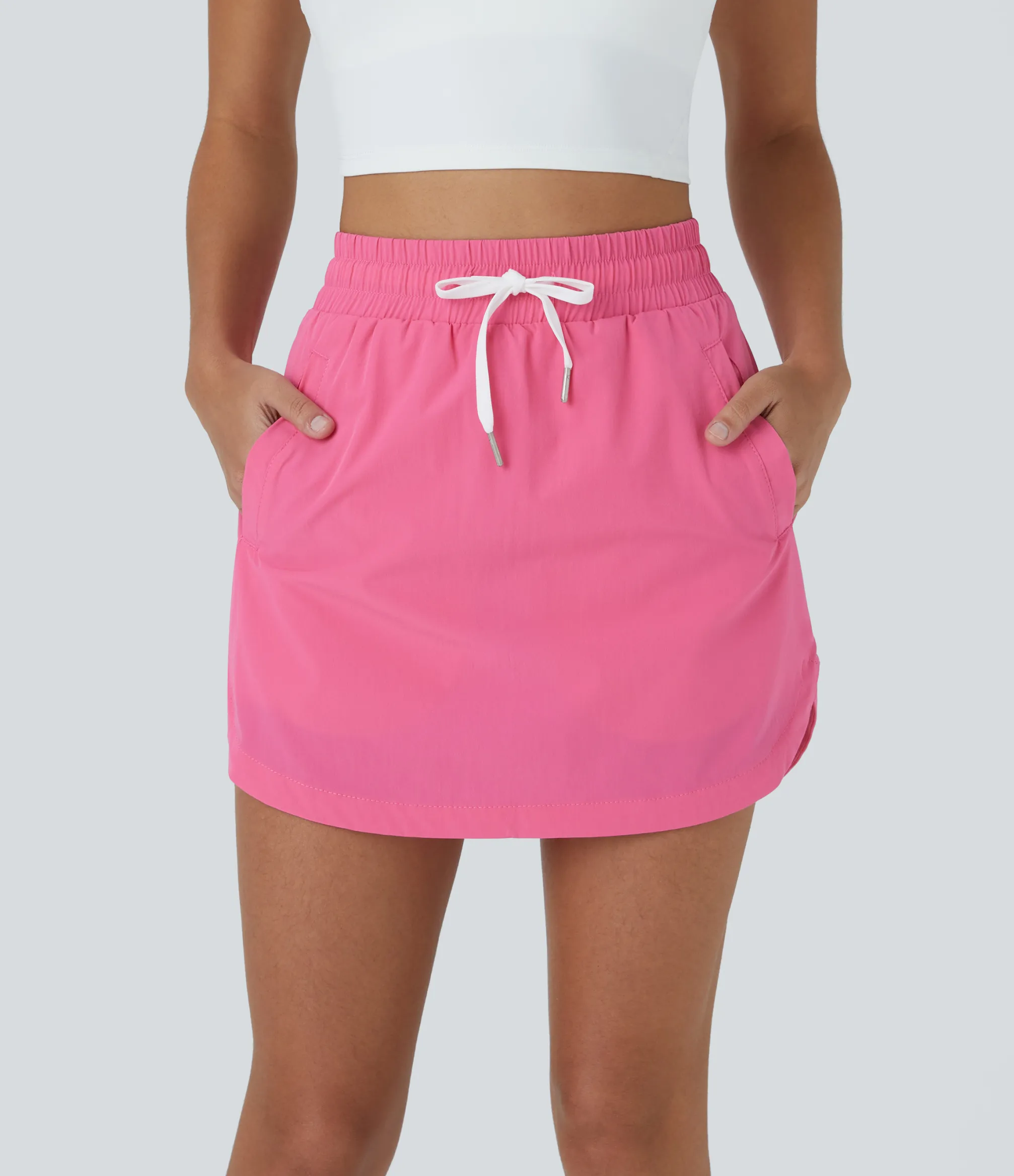 Mini Skirts|Casual Skirts<HALARA High Waisted Drawstring Pocket 2-in-1 Curved Hem Mini Golf Skirt