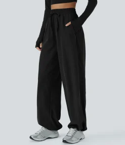 Pants|High-Waisted Pants<HALARA High Waisted Drawstring Pocket Adjustable Hem Reflective Line Running Pants