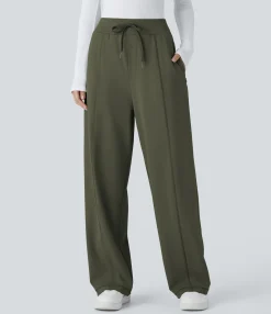 Pants|High-Waisted Pants<HALARA High Waisted Drawstring Side Zipper Pocket Straight Leg Casual Pants