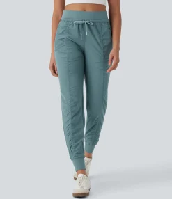 Joggers|Joggers<HALARA High Waisted Drawstring Tapered Travel Joggers with Side Zip Pockets