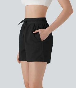 Active Shorts|Shorts<HALARA High Waisted Drawstring Waffle Yoga Shorts with Pockets