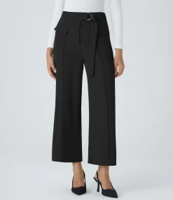 Pants|High-Waisted Pants<HALARA High Waisted D-Ring Buckle Belted Fake Pockets Straight Leg Work Pants