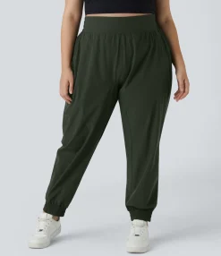 Plus Size<HALARA High Waisted Elastic Waistband Plus Size Hiking Joggers