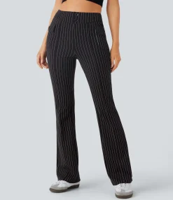 High-Waisted Pants|Flare Pants<HALARA High Waisted Flap Pockets Stripe Cool Touch Casual Flare Pants