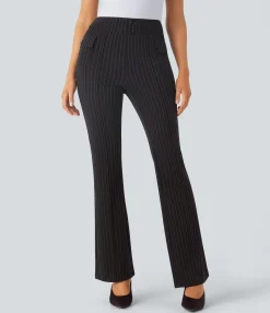 High-Waisted Pants|Flare Pants<HALARA High Waisted Flap Pockets Stripe Cool Touch Casual Flare Pants