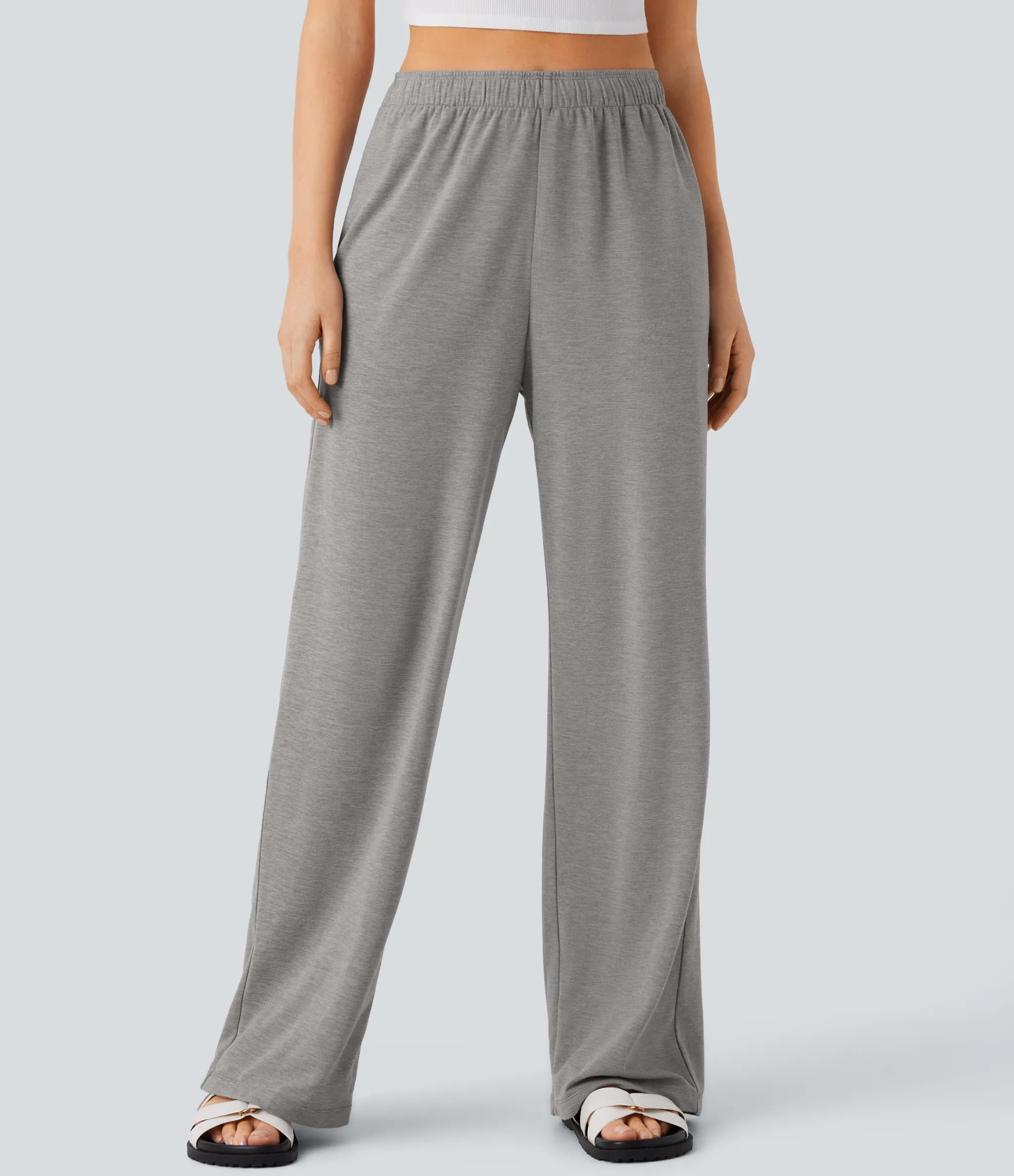 High-Waisted Pants|Straight-Leg Pants<HALARA High Waisted Foldover Drawstring Pocket Straight Leg Casual Pants