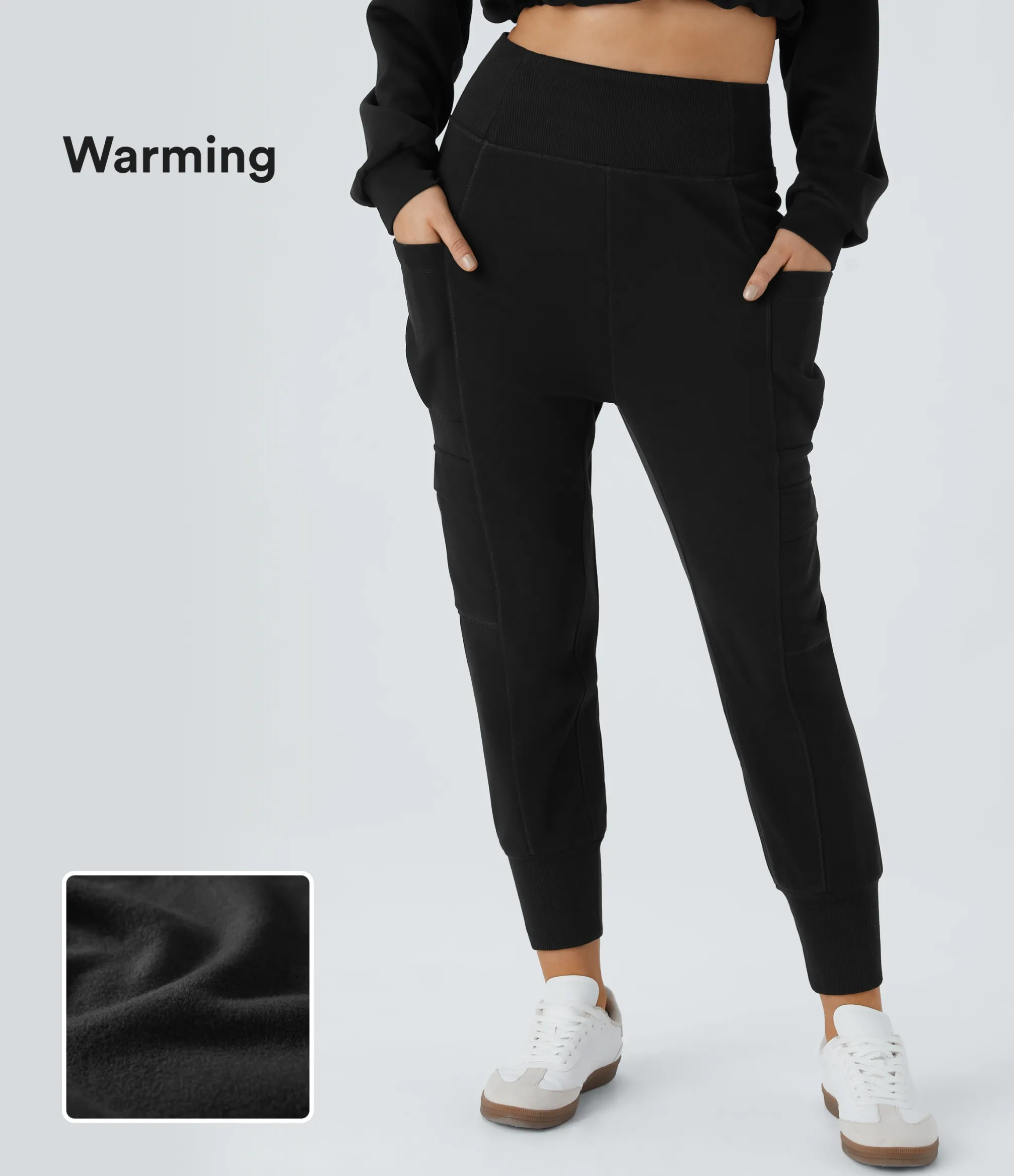 Cargo Pants|Joggers<HALARA High Waisted Foldover Pocket Harem Fleece Casual Cargo Joggers
