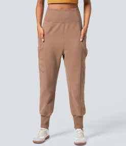 Cargo Pants|Joggers<HALARA High Waisted Foldover Pocket Harem Fleece Casual Cargo Joggers