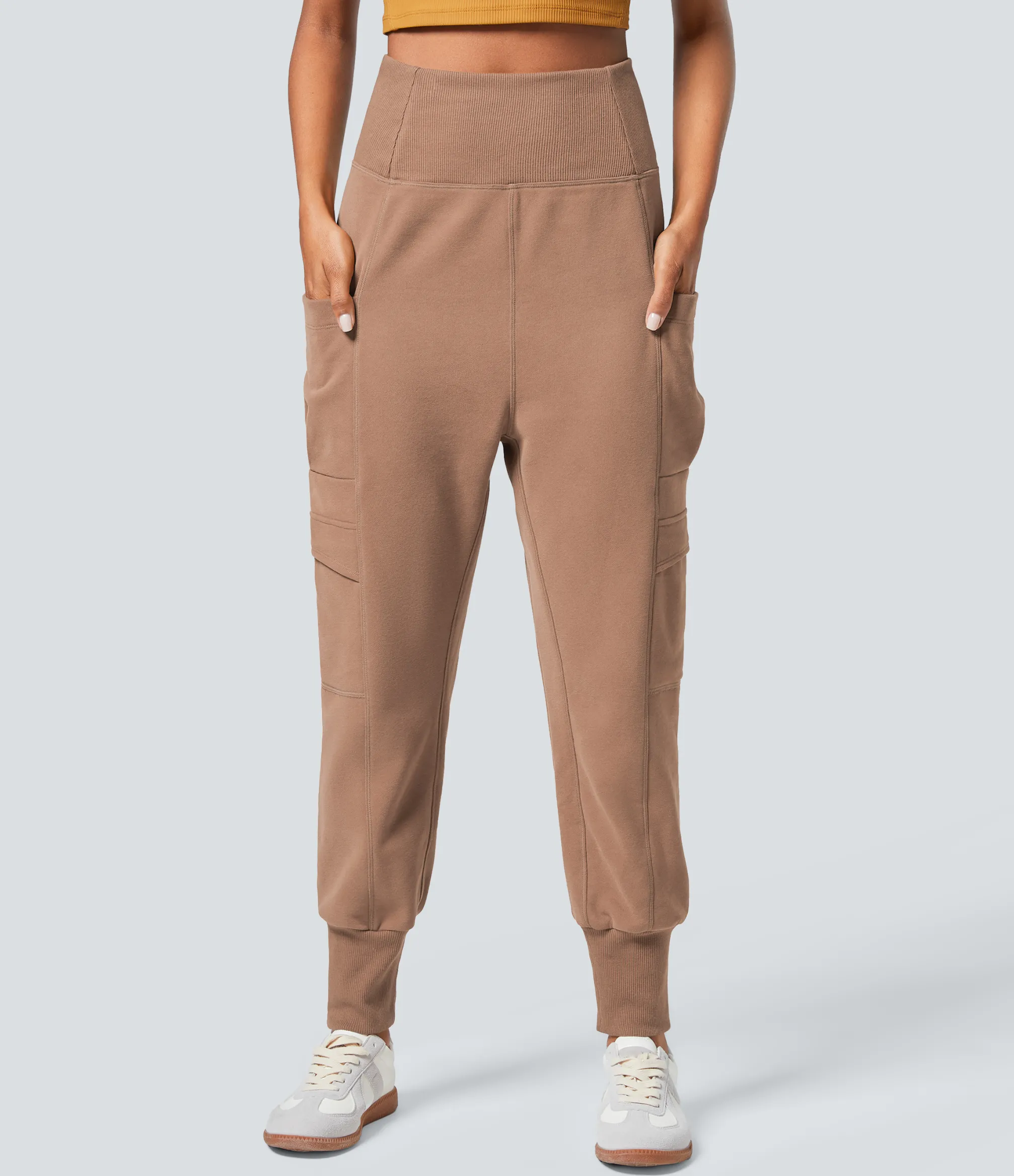 Cargo Pants|Joggers<HALARA High Waisted Foldover Pocket Harem Fleece Casual Cargo Joggers