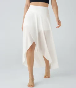 Maxi & Midi Skirts|Skirts<HALARA High Waisted High Low Ruffle 2-in-1 Pocket Flare Mesh Casual Regular Maxi Skirt