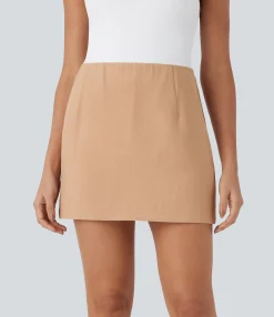 Casual Skirts<HALARA High Waisted 2-in-1 A Line Mini Casual Linen-Feel Skirt