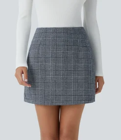 Mini Skirts|Skirts<HALARA High Waisted 2-in-1 Houndstooth Plaid Mini Work Skirt