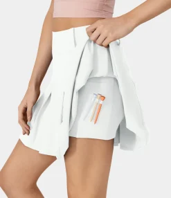 Mini Skirts|Pleated Skirts<HALARA High Waisted 2-in-1 Pocket A Line Pleated Golf Skirt-Golf Tee Pocket