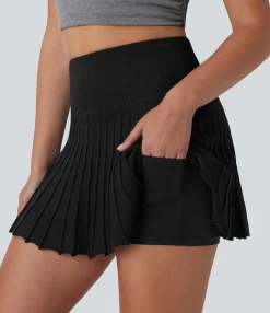 Mini Skirts|Casual Skirts<HALARA High Waisted 2-in-1 Pocket A-Line Mini Casual Knit Skirt
