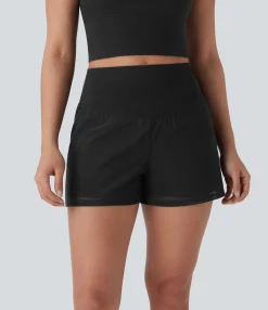Active Shorts<HALARA High Waisted 2-in-1 Pocket Contrast Mesh Yoga Shorts 3''