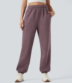 Pants|Joggers<HALARA High Waisted Inside Drawstring Fleece Casual Joggers with Pockets