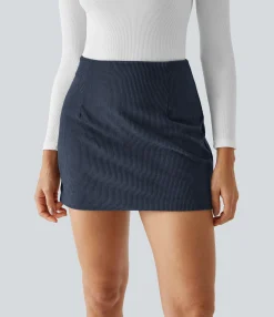 Mini Skirts|Casual Skirts<HALARA High Waisted Invisible Zipper 2-in-1 A Line Mini Corduroy Casual Skirt