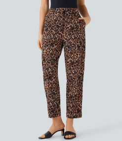 High-Waisted Pants|Pants<HALARA High Waisted Leopard Print Casual Tapered Pants with Pockets