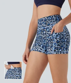 Active Shorts|Bikers<HALARA High Waisted Leopard Print Yoga Biker Shorts 3'' with Pockets