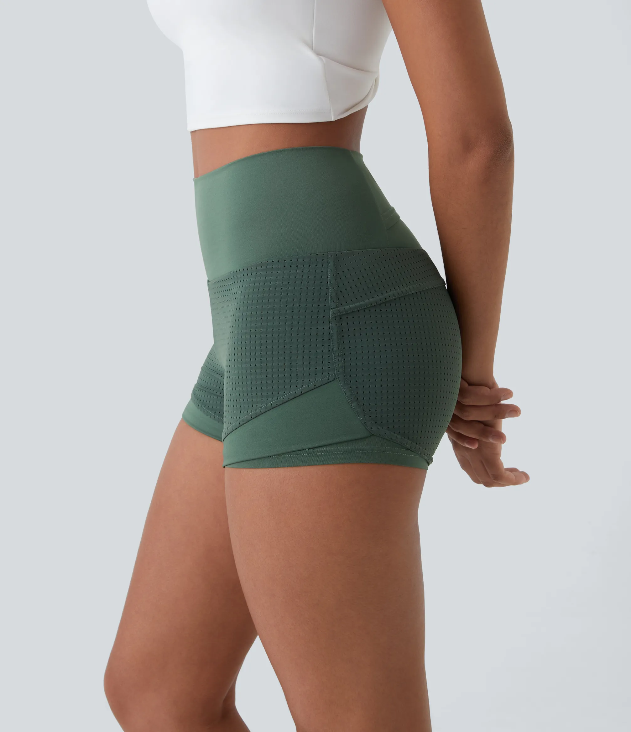 Active Shorts|Shorts<HALARA High Waisted Mesh Back Waistband Pocket 2-in-1 Casual Shorts 2"