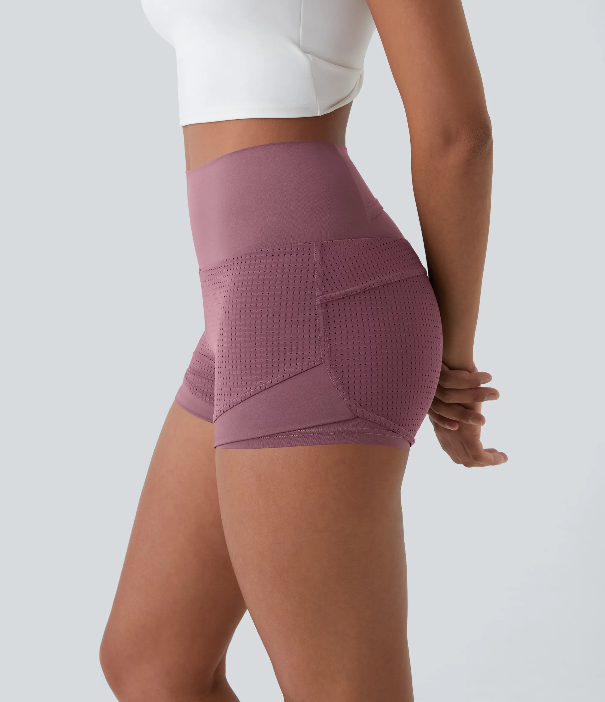 Active Shorts|Shorts<HALARA High Waisted Mesh Back Waistband Pocket 2-in-1 Casual Shorts 2"