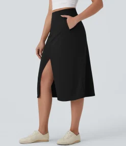 Maxi & Midi Skirts|Casual Skirts<HALARA High Waisted Midi Casual Skirt with Pockets