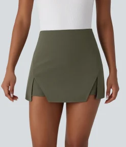 Mini Skirts<HALARA High Waisted Mini Work Linen-Feel Skort