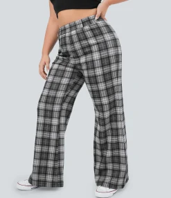 Plus Size<HALARA High Waisted Plaid Plus Size Wide Leg Casual Pants