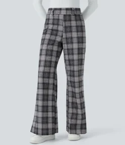 Pants|High-Waisted Pants<HALARA High Waisted Plaid Wide Leg Casual Pants