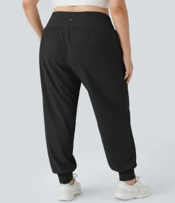 Plus Size<HALARA High Waisted Plain Pocket Yoga Plus Size Joggers