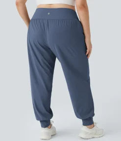 Plus Size<HALARA High Waisted Plain Pocket Yoga Plus Size Joggers
