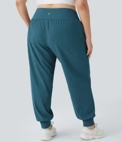 Plus Size<HALARA High Waisted Plain Pocket Yoga Plus Size Joggers