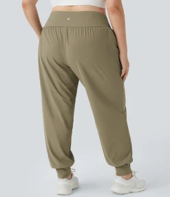 Plus Size<HALARA High Waisted Plain Pocket Yoga Plus Size Joggers