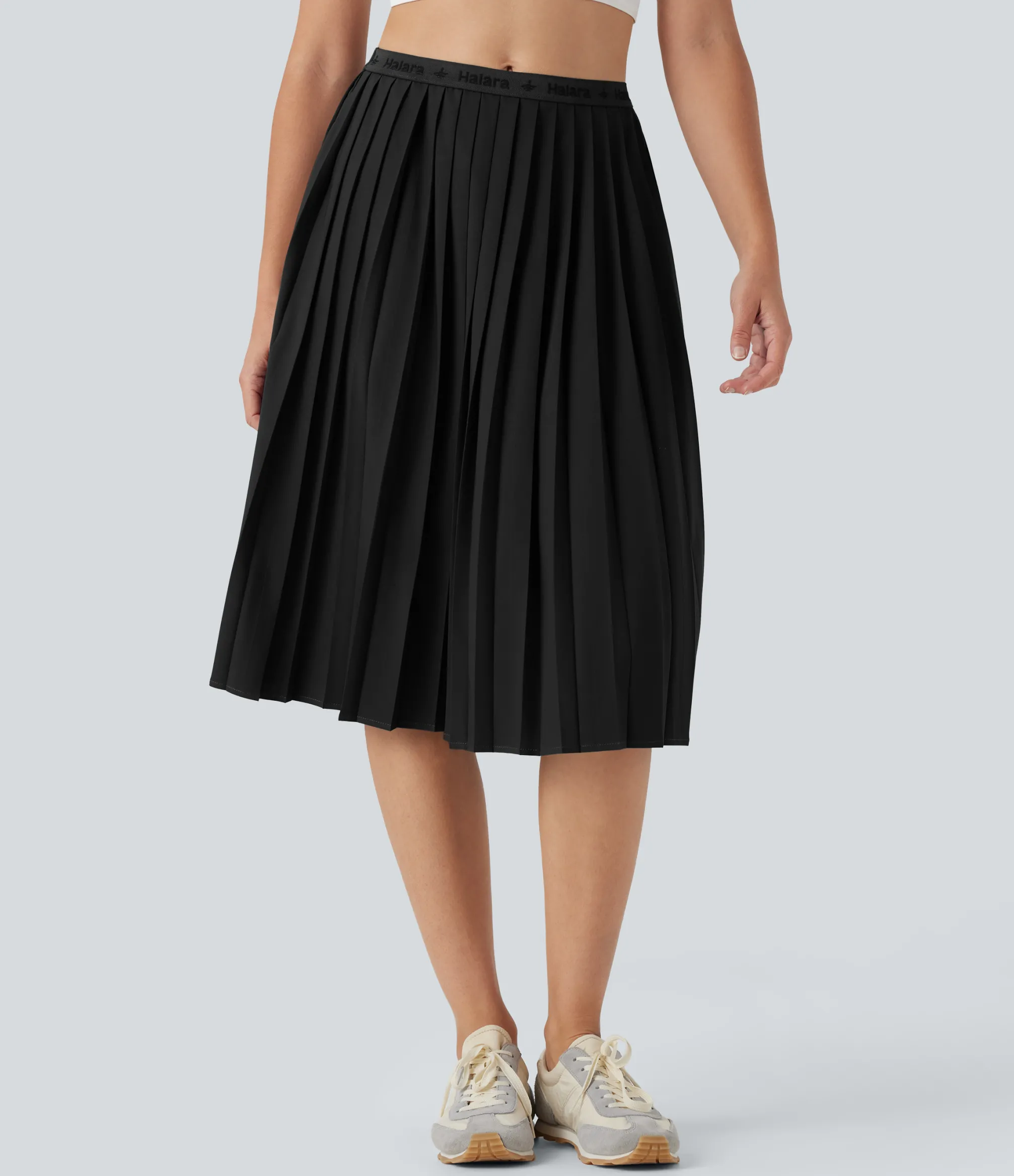 Maxi & Midi Skirts|Pleated Skirts<HALARA High Waisted Pleated Quick Dry Midi Casual Skirt with Pockets