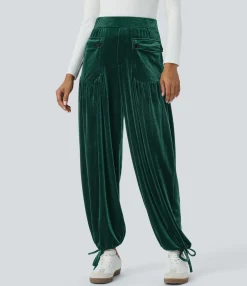 Pants|Joggers<HALARA High Waisted Pocket Adjustable Hem Velvet Casual Joggers
