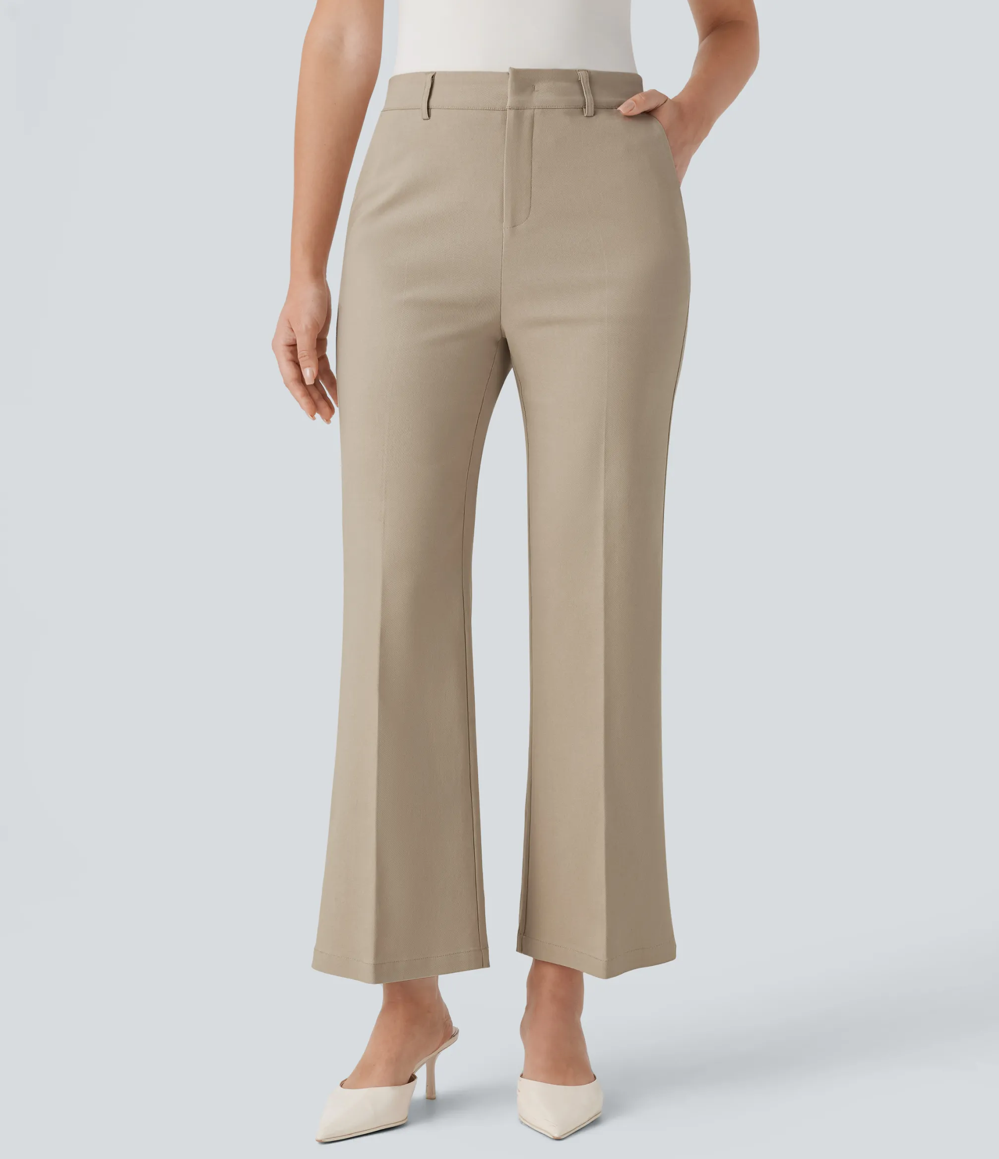 High-Waisted Pants|Skinny Pants<HALARA High Waisted Pocket Ankle Length Work Flare Pants