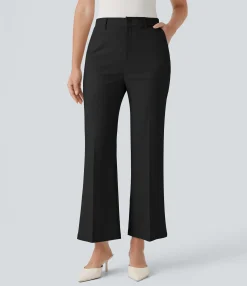 High-Waisted Pants|Skinny Pants<HALARA High Waisted Pocket Ankle Length Work Flare Pants
