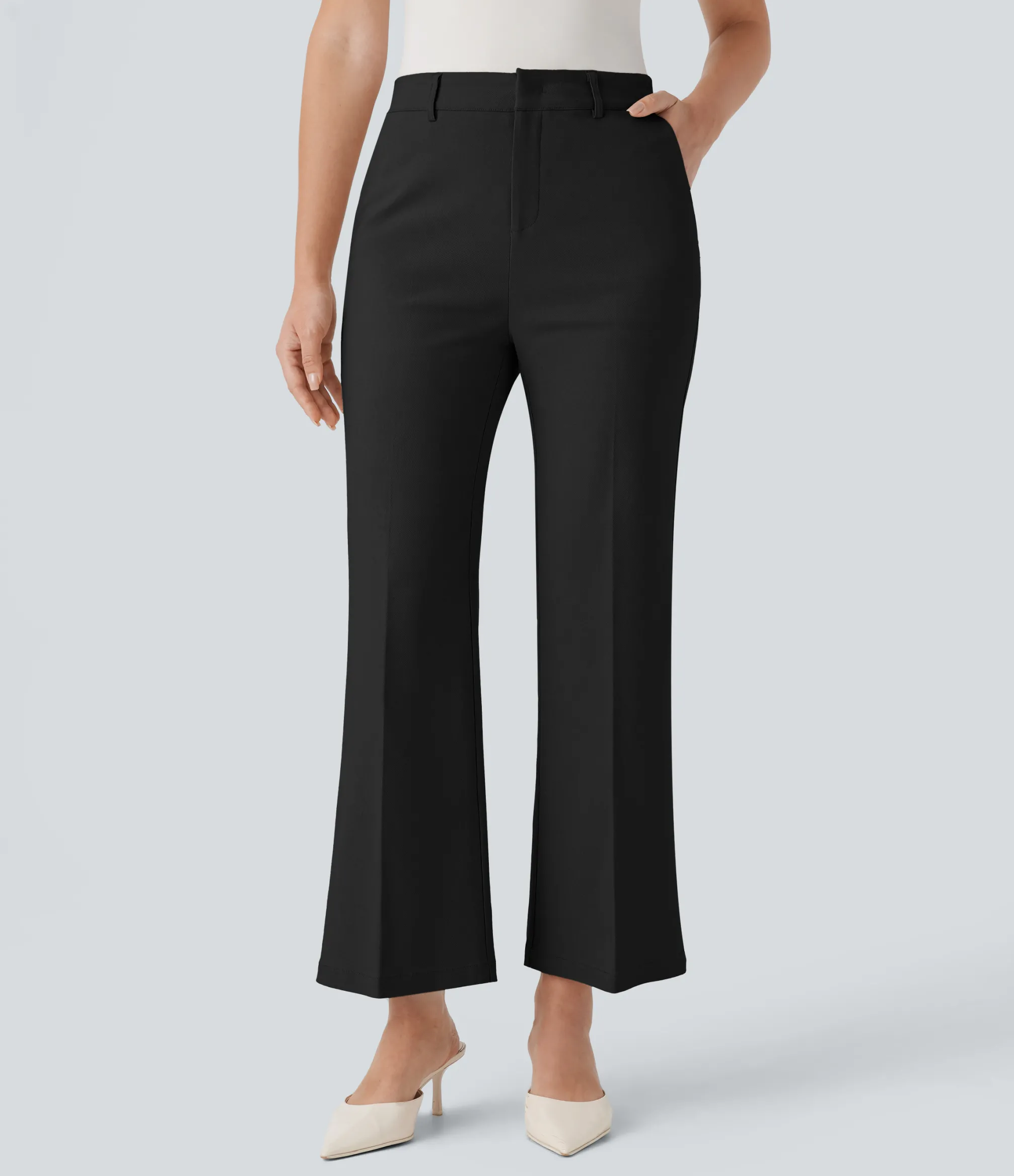 High-Waisted Pants|Skinny Pants<HALARA High Waisted Pocket Ankle Length Work Flare Pants