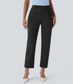 High-Waisted Pants|Work Pants<HALARA High Waisted Pocket Ankle Length Tapered Work Pants